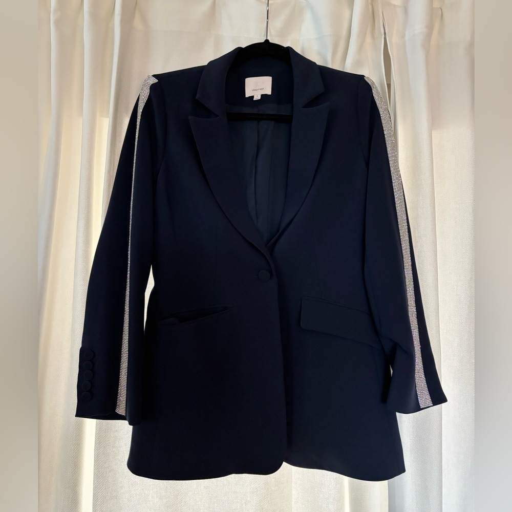 Cinq à Sept Midnight Blue Rhinestone Blazer